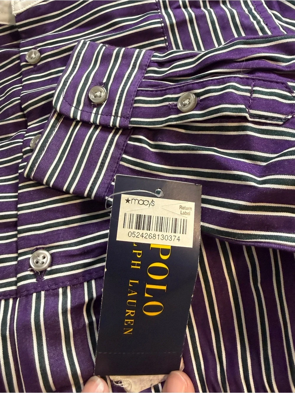 Ralph Lauren Purple Striped Girls' Dress with White Collar